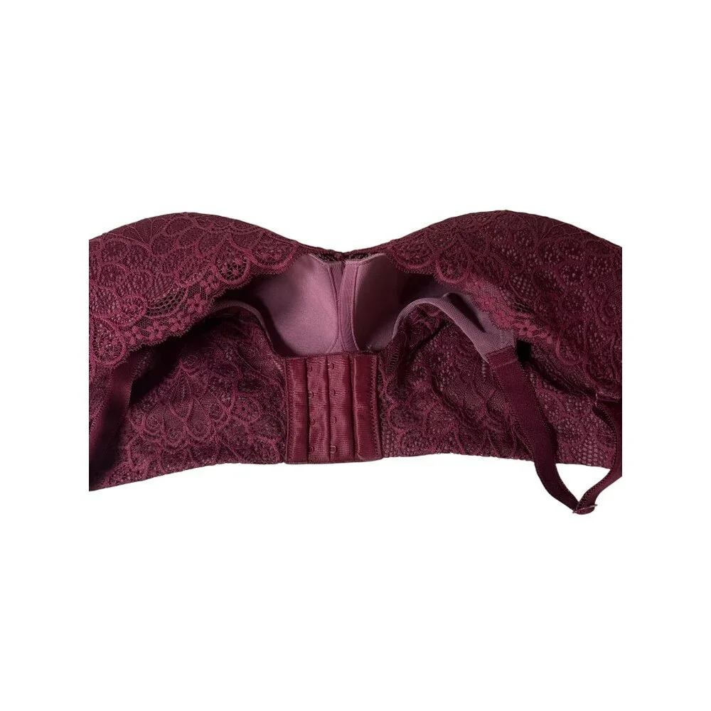 Torrid Curve Bra Size‎ 48 D Burgundy Lace Wire-Free Lightly Lined Everyday